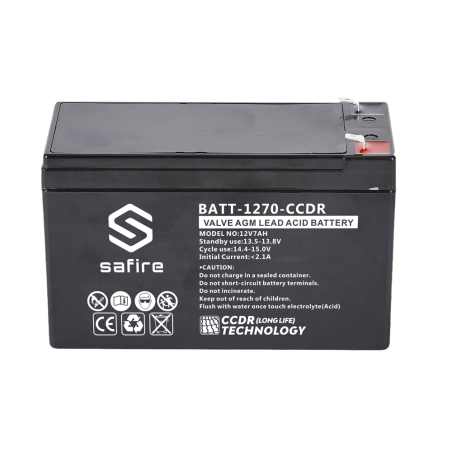BATT-1270-CCDR - Batteria ricaricabile - Tecnologia piombo-acido AGM - CCDR - Tensione 12V - Capacità 7.0Ah - 100 x 65 x 151 mm 