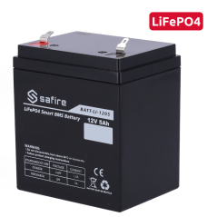 BATT-LI-1205 - Batteria ricaricabile - Litio LiFePO4 - Tensione 12V - Capacità 5Ah - 3000 cicli - 90 (H) x 101 (I) x 70 (P) mm /