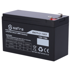 BATT-LI-1207 - Batteria ricaricabile - Litio LiFePO4 - Tensione 12V - Capacità 7Ah - 3000 cicli - 151 (H) x 97 (I) x 65 (P) mm /