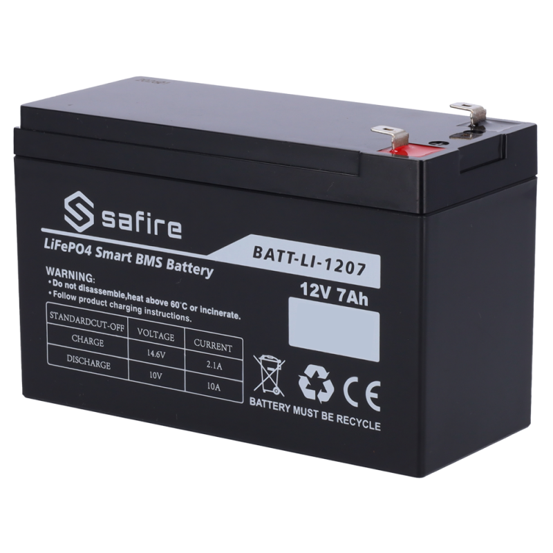 BATT-LI-1207 - Batteria ricaricabile - Litio LiFePO4 - Tensione 12V - Capacità 7Ah - 3000 cicli - 151 (H) x 97 (I) x 65 (P) mm / BATT-LI-1207 - Batteria ricaricabile - Litio LiFePO4 - Tensione 12V - Capacità 7Ah - 3000 cicli - 151 (H) x 97 (I) x 65 (P) mm /