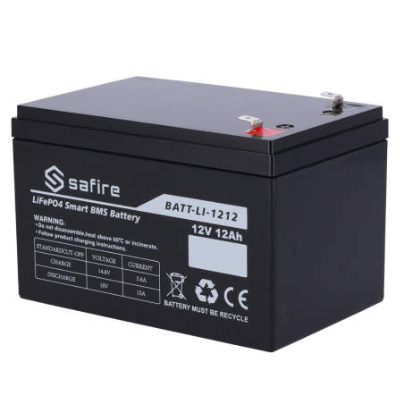 BATT-LI-1212 - Batteria ricaricabile - Litio LiFePO4 - Tensione 12V - Capacità 12Ah - 3000 cicli - 151 (H) x 99 (I) x 99 (P) mm 