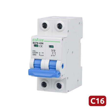 BX7B-63N-16A-2P - Interruttore magnetotermico - Corrente nominale 16A - 2 poli (installazioni monofase) - Curva di tipo C - Su g