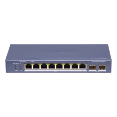 DS-3E1510P-SI-8P2F - Hikvision Switch PoE Gestionable - 8 Puertos PoE 802.3af/at + 2 Uplinks SFP - Velocidad Gigabit 10/100/1000