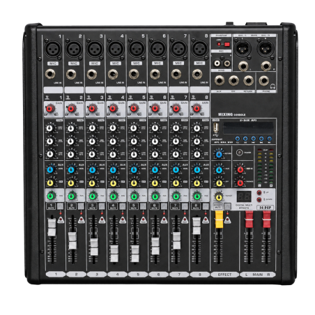 DSPPA-DMX08 - Mixer analogico professionale DSPPA - 8 ingressi Microfono XLR bilanciati - Bus stereo | 2 AUX | DSP integrato - E