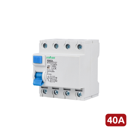 EBS2L-40A-4P - Interruttore differenziale - Corrente nominale 40A - 4 poli (installazioni trifase) - Sensibilità 30mA - Tipo di 