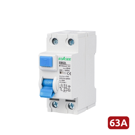 EBS2L-63A-2P - Interruttore differenziale - Corrente nominale 63A - 2 poli (installazioni monofase) - Sensibilità 30mA - Tipo di