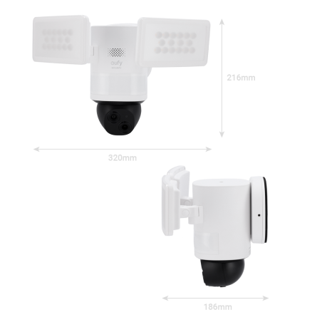 EUFY-FLOODLIGHTCAM-E340 - Telecamera con doppia ottica Eufy by Anker - Risoluzione 3K - Rilevamento di persone, animali domestic