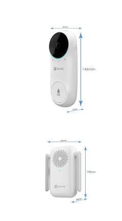 EZ-DB2C-KIT - Campanello con video WiFi IP Ezviz - Telecamera 2Mpx / Visione 160º - Audio / Cicalino interno incluso - Rilevamen