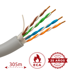 F-UTP5E-305-PVC-Eca - Cavo FTP Safire - Categoria 5E - Bobina di 305 metri | Diametro 5 mm - Conduttore CCA - Diametro 5.5 mm - 