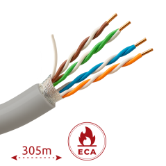 FTP6-305-BC-Eca - Safire cavo U/FTP categoria 6 - Conduttore OFC,100% rame - Diametro 24 AWG-0,50mm - Certificato CPR Eca - Guai