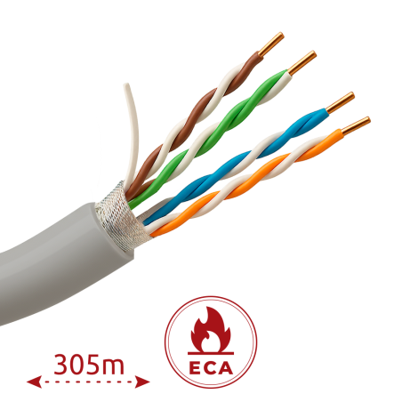 FTP6-305-BC-Eca - Safire cavo U/FTP categoria 6 - Conduttore OFC,100% rame - Diametro 24 AWG-0,50mm - Certificato CPR Eca - Guai
