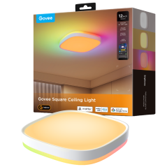 GV-CEILING-H80A4-12IN-SQUARE - Plafoniera quadrata Govee a doppio LED - Wi-Fi 2.4 GHz + Bluetooth - Colore segmentato + Bianco c