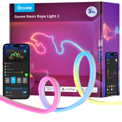 GV-NEON-H61D3-3M-WHITE - Govee Striscia NEON smart 3m - Wi-Fi 2.4 GHz + Bluetooth - Colore RGB segmentato - 173 lumen/m / 84 LED