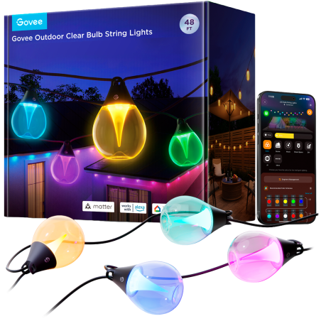 GV-OUT-H7025-STRING-IP67 - Catena luminosa smart Govee - Wi-Fi 2.4 GHz + Bluetooth - Colore segmentato + Bianco - 80 lumen/luce 