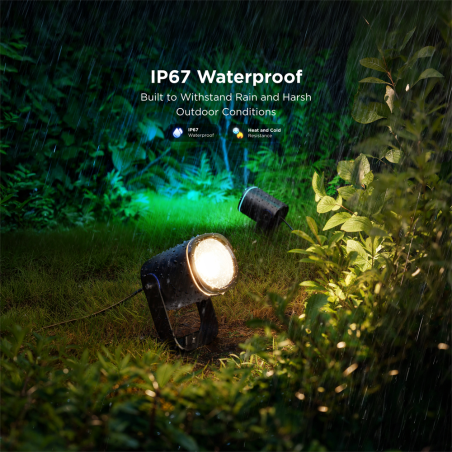 GV-OUT-H7093-SPOT-IP67 - Govee pack 2 faretti LED - Wi-Fi 2.4 GHz + Bluetooth - Colore segmentato + Bianco caldo/freddo - Intens