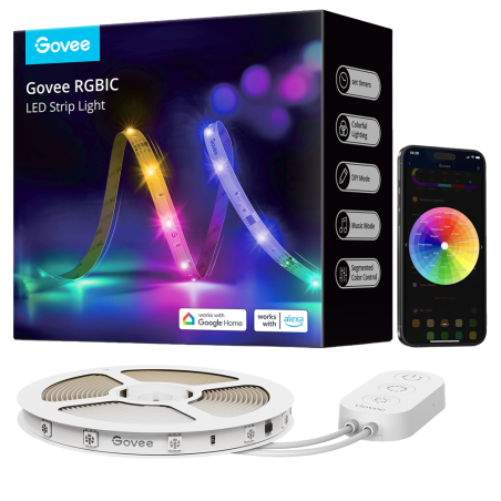 GV-STRIP-H618A-5M-RGBIC-BASIC - Govee Striscia LED smart 5m - Wi-Fi 2.4 GHz + Bluetooth - Colore segmentato - Intensità 44 lumen