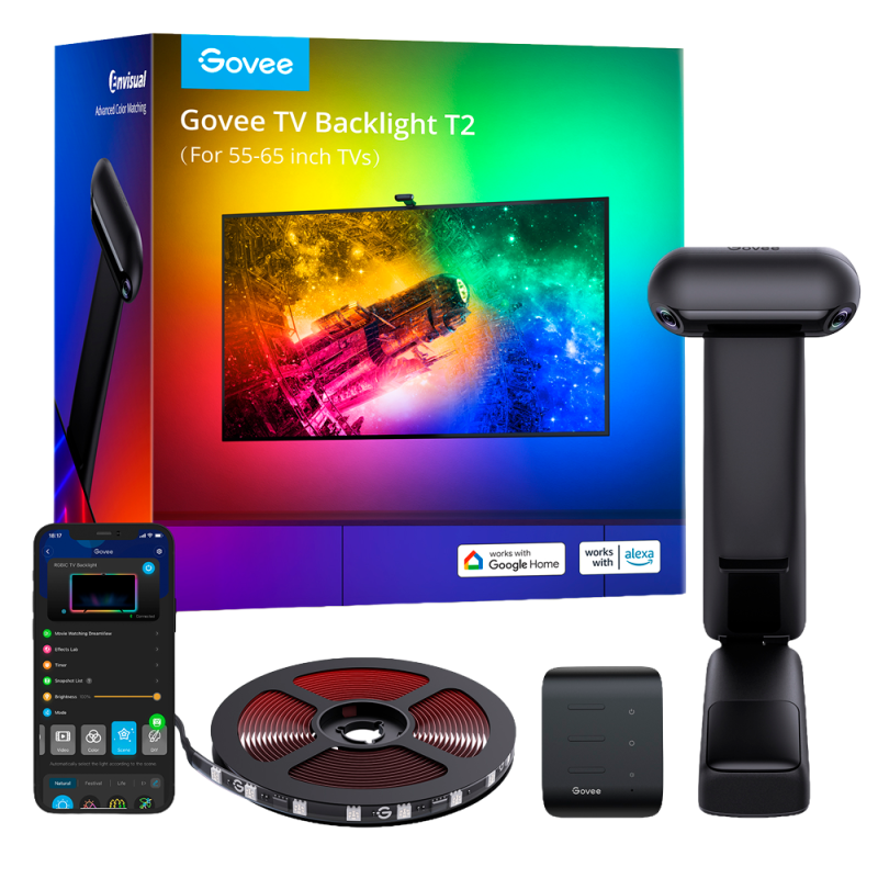 GV-TV-H605C-T2-55 - Retroilluminazione TV T2 - Telecamera a doppia ottica - Wi-Fi 2.4 GHz + Bluetooth - Colore RGB segmentato - GV-TV-H605C-T2-55 - Retroilluminazione TV T2 - Telecamera a doppia ottica - Wi-Fi 2.4 GHz + Bluetooth - Colore RGB segmentato -