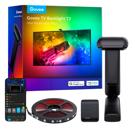 GV-TV-H605C-T2-55 - Retroilluminazione TV T2 - Telecamera a doppia ottica - Wi-Fi 2.4 GHz + Bluetooth - Colore RGB segmentato - 