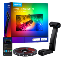 GV-TV-H605C-T2-75 - Retroilluminazione TV T2 - Telecamera a doppia ottica - Wi-Fi 2.4 GHz + Bluetooth - Colore RGBIC segmentato 