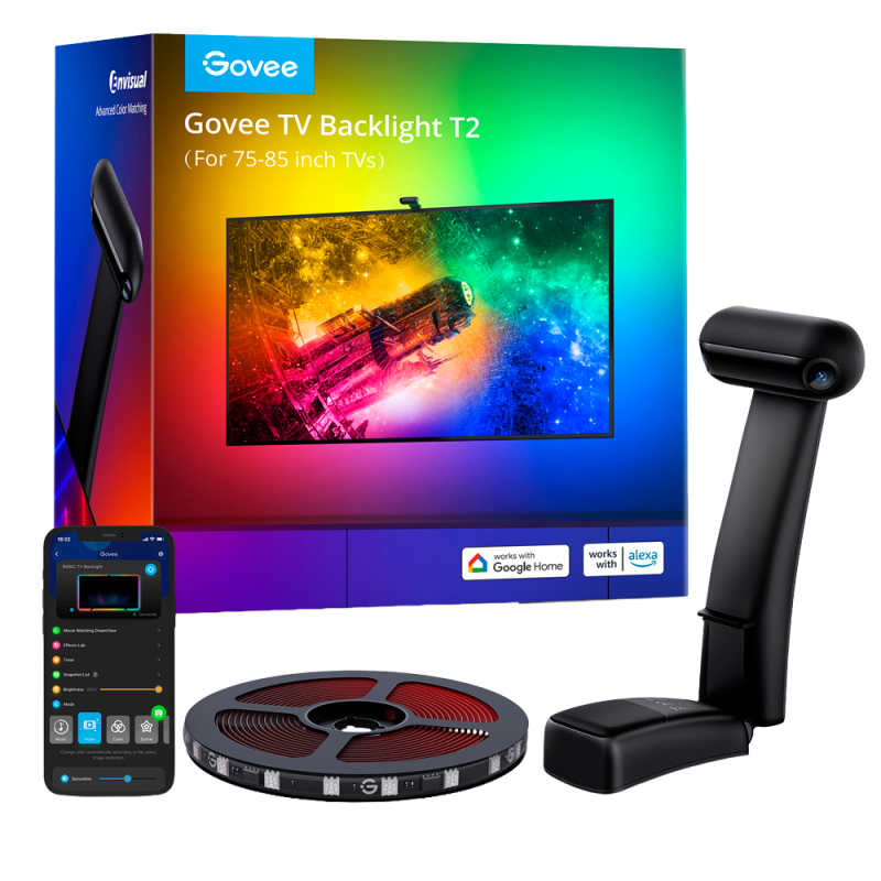 GV-TV-H605C-T2-75 - Retroilluminazione TV T2 - Telecamera a doppia ottica - Wi-Fi 2.4 GHz + Bluetooth - Colore RGBIC segmentato GV-TV-H605C-T2-75 - Retroilluminazione TV T2 - Telecamera a doppia ottica - Wi-Fi 2.4 GHz + Bluetooth - Colore RGBIC segmentato