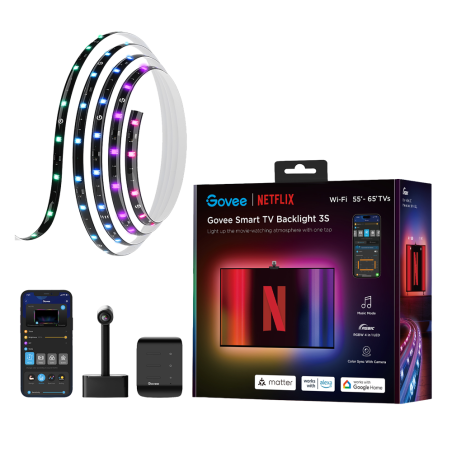 GV-TV-H6098-3S-NF - Retroilluminazione TV 3S x Netflix - Wi-Fi 2.4 GHz + Bluetooth - Colore segmentato + Bianco - 423 lumen / 30