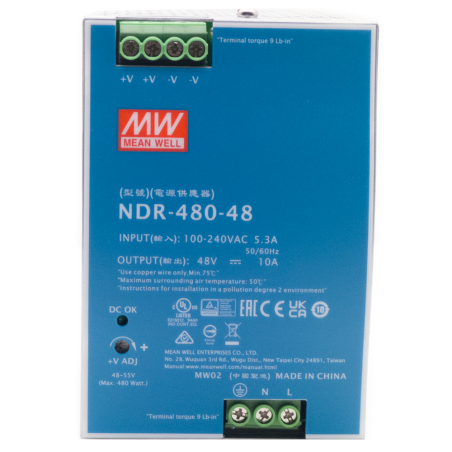 NDR-480-48 - Alimentatore industriale Hikvision - Potenza massima in uscita ad alta capacità 480W - Alimentazione continua regol