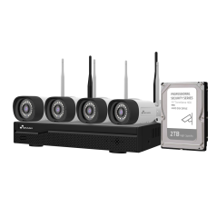 NV-KIT1630W6-4CAM-2TB - Kit TVCC WiFi Nivian - NVR 16 canali - 4 telecamere 3 Mp preregistrate - Adatte per uso esterno IP66 - I