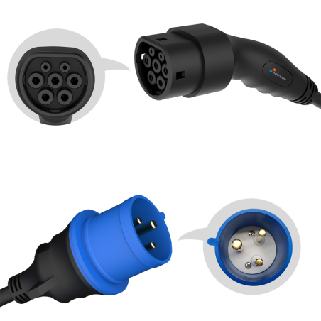 NVS-EVCHARGER-7KW-PORTABLE-7500 - Colonnina di ricarica portatile per veicoli elettrici - Potenza 7,4kW / 32A / Monofase - Conne
