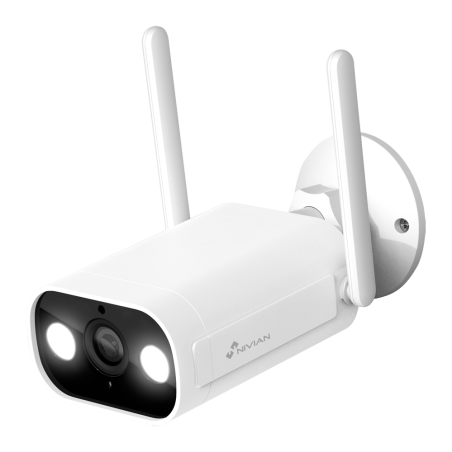 NVS-IPC-02-LO1 - Nivian Smart Cámara 2K (2304x1296) - Lente 4 mm | Wifi 2.4 GHz - Apta para exterior | IR hasta 10 m - Luz blanc