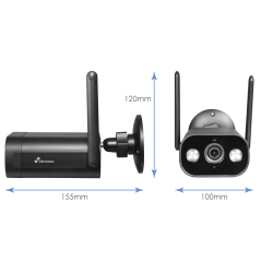 NVS-IPC-02B-LO1 - Nivian Smart Cámara 2K - Lente 4 mm | Wifi 2.4 GHz - Apta para exterior | IR hasta 10 m - Luz blanca | Detecci