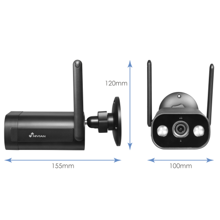 NVS-IPC-02B-LO1 - Nivian Smart Cámara 2K - Lente 4 mm | Wifi 2.4 GHz - Apta para exterior | IR hasta 10 m - Luz blanca | Detecci
