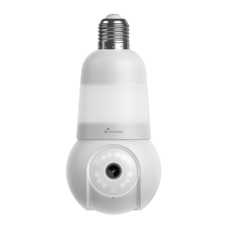 NVS-IPC-BULB2-L360 - Telecamera Nivian Smart 2K - Wifi 2.4 GHz / Attacco E27 - Controllo PT Autotracking | IR 10 m - Luce LED bi