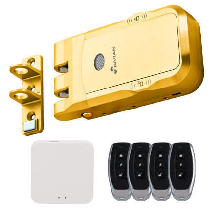 NVS-SMARTBOLT-GOLDEN - Chiavistello invisibile WiFi - Apertura tramite telecomando e APP - Installazione su qualsiasi porta - Do