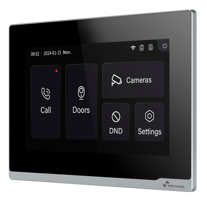 NVS-VIDEOINTERCOM-2W-MONITOR - Monitor aggiuntivo videocitofonico Nivian a 2 fili - Touchscreen 7" / WiFi 2.4GHz - Compatibile c
