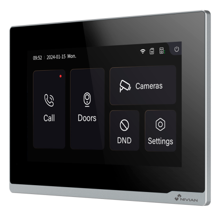 NVS-VIDEOINTERCOM-2W-MONITOR - Monitor aggiuntivo videocitofonico Nivian a 2 fili - Touchscreen 7" / WiFi 2.4GHz - Compatibile c
