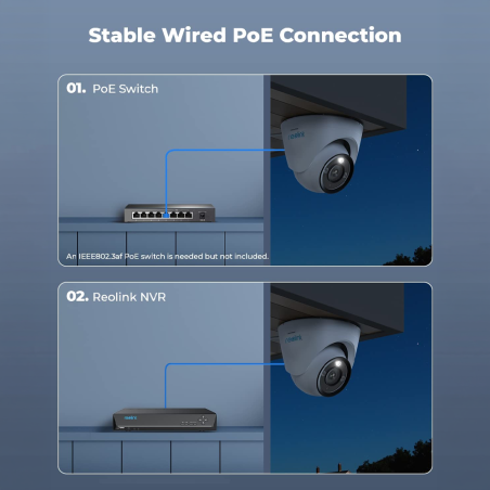 RL-P344-IPCAM-POE-W - Reolink Telecamera Turret IP 8MP P334 PoE - 8MP (3840 x 2160) | 4K Ultra HD @ 25FPS - PoE / Luce a LED - Z