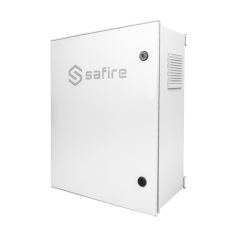 SF-BOX6050AC8POE-UPS - Box Safire in poliestere SMC - Dimensioni esterne 50x40x20cm - Switch da 8 porte PoE | Vassoio di fusione