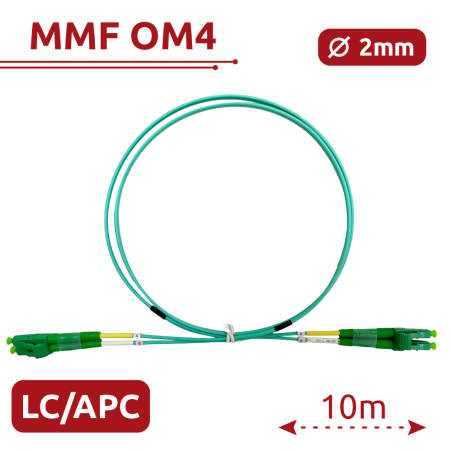 SF-LC-APC-LC-APC-OM4-DX-10M-A - Cavo di collegamento in fibra ottica - Fibra multimodale OM4 - Connettore LC APC duplex - Lunghe