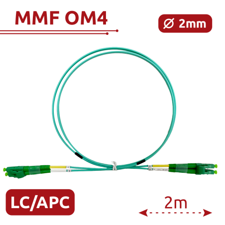 SF-LC-APC-LC-APC-OM4-DX-2M-A - Cavo di collegamento in fibra ottica - Fibra multimodale OM4 - Connettore LC APC duplex - Lunghez