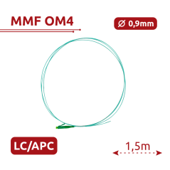 SF-LC-APC-OM4-0015M-D09-A - Pigtail in fibra ottica - Fibra multimodale OM4 - Connettore LC APC simplex - Lunghezza 1.5m - Coper