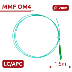 SF-LC-APC-OM4-0015M-D20-A - Pigtail in fibra ottica - Fibra multimodale OM4 - Connettore LC APC simplex - Lunghezza 1.5m - Coper