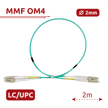SF-LC-UPC-LC-UPC-OM4-DX-2M-A - Cavo di collegamento in fibra ottica - Fibra multimodale OM4 - Tipo di connettore LC duplex - Lun