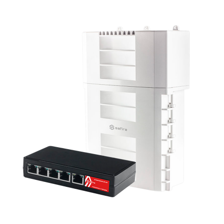 SF-POEXT5GE1GE-1BT-OUT - POE Extender da Esterno Safire - Estende l'alimentazione PoE fino a 500m (in cascata) - 4 porte PoE Out