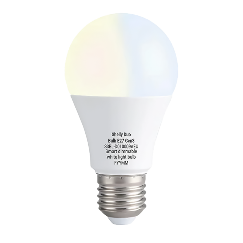SH-CCT-BULB-E27-GEN3 - Shelly Duo Bulb E27 Gen3 - Regolazione dell'intensità luminosa senza sfarfallio - Regolazione della tempe SH-CCT-BULB-E27-GEN3 - Shelly Duo Bulb E27 Gen3 - Regolazione dell'intensità luminosa senza sfarfallio - Regolazione della tempe