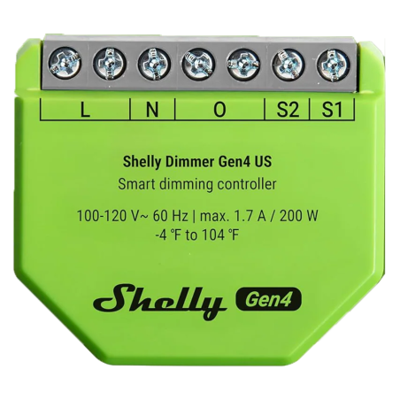 SH-DIMMER-GEN4 - Shelly Dimmer Gen4 - Regolazione dell'intensità luminosa (Dimming) / 1x 200W / Senza neutro - Lampadine a incan