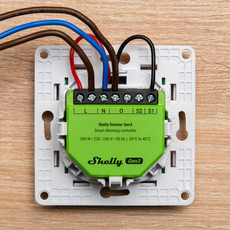 SH-DIMMER-GEN4 - Shelly Dimmer Gen4 - Regolazione dell'intensità luminosa (Dimming) / 1x 200W / Senza neutro - Lampadine a incan