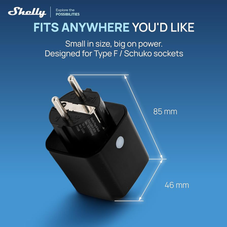 SH-PLUG-M-GEN3-B - Shelly Plug PM Gen3 (Negro) - Monitoreo preciso del consumo eléctrico - Protección contra sobretensión / Schu