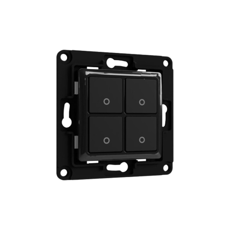 SH-WALL-SWITCH-4-B - Shelly Wall Switch 4 - Design compatto con 4 pulsanti - Compatibile con Shelly Plus i4, Plus 2PM, Plus 1, e
