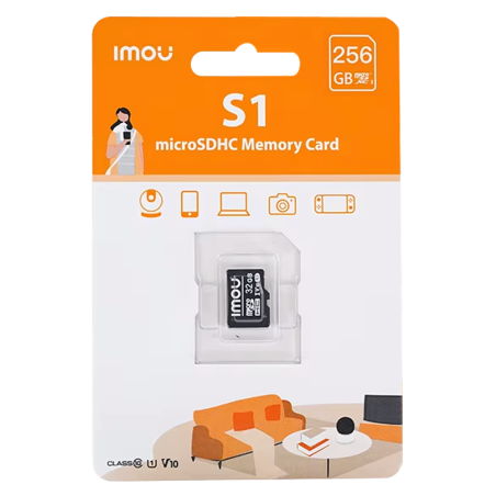 ST2-256-S1-IMOU - Scheda microSD Imou - Capacità 256 GB - Classe 10 | Velocità R/W: 95/38 MB/s - Cicli E/P: fino a 500 - Telecam