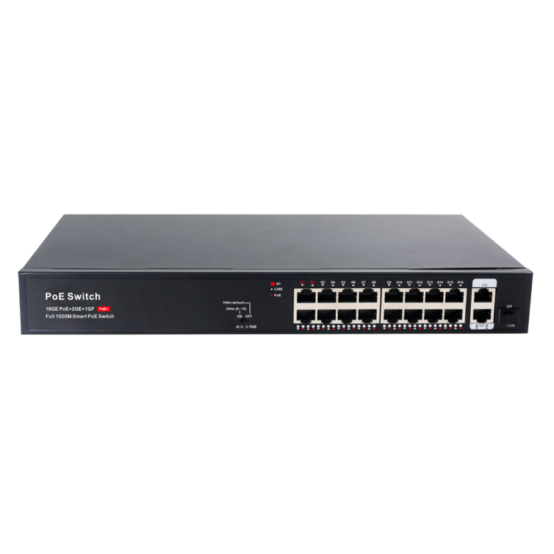 SW16GE2GE1SFP-2BT-250W - Switch PoE - 16 puertos RJ45 + 2 RJ45 Uplink + 1 SFP Uplink - 16x 10/100/1000Mbps + 2x 1000Mbps + 1 x 1 SW16GE2GE1SFP-2BT-250W - Switch PoE - 16 puertos RJ45 + 2 RJ45 Uplink + 1 SFP Uplink - 16x 10/100/1000Mbps + 2x 1000Mbps + 1 x 1